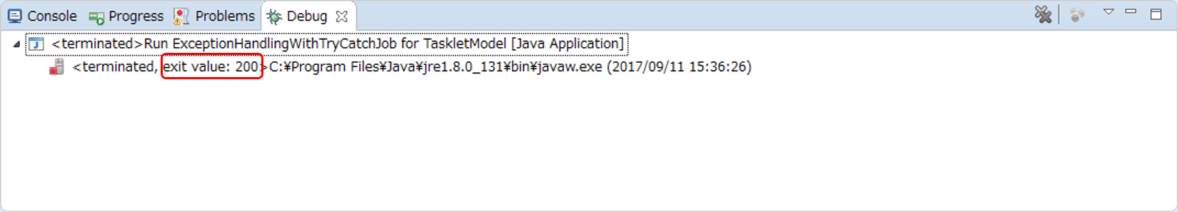 Confirm the Exit Code of ExceptionHandlingWithTryCatchJob for TaskletModel